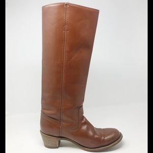 Frye American Classics Vintage 80s Tall Brown Tan Leather Boots womens 8.5